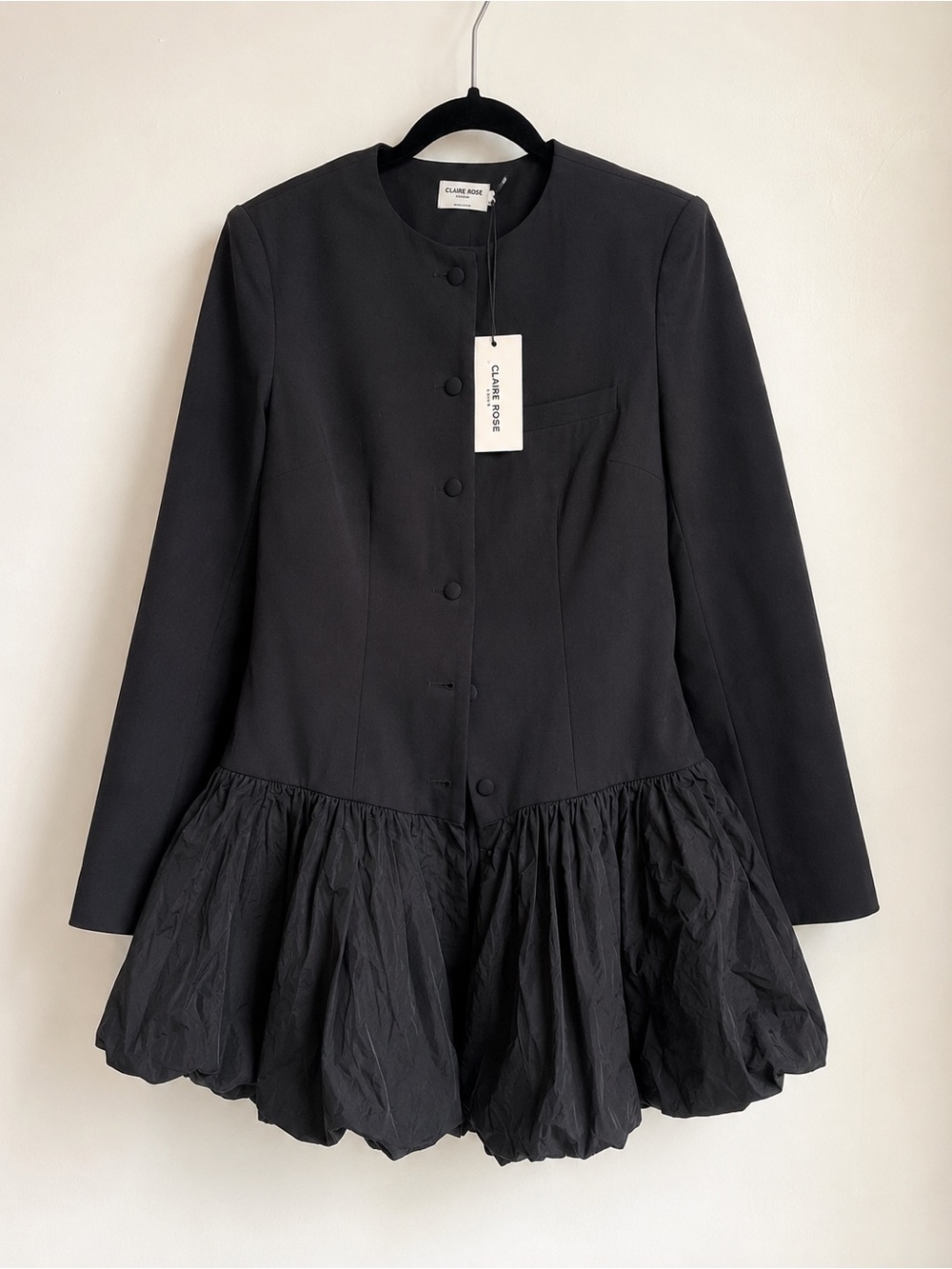 NWT Claire Rose x NA-KD Balloon Hem Blazer Dress Black EU 38